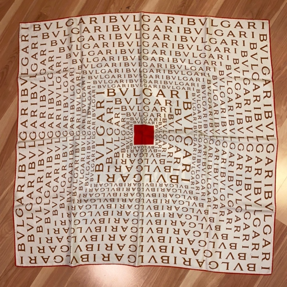 Bvlgari 3D Monogram Silk Scarf Tan with Box
